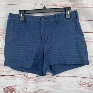 Polo Ralph Lauren Chino Shorts Women Size 4 Blue‎ Diamond Print Casual